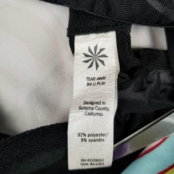 Athleta Purple Black Teal Yellow Sport Top Active Wear Underwire Top Size Small - Picture 3 of 3